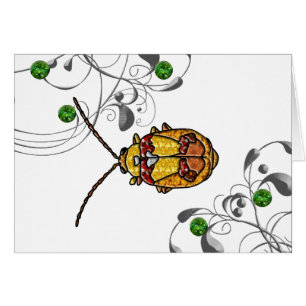 Cartão Besouro de Folha Vermelho