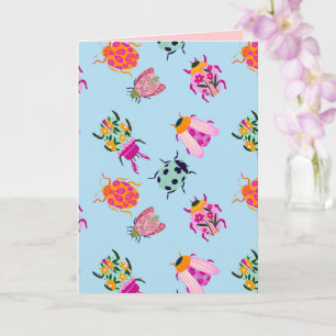 Cartão Besouros Coloridos de Jardim & Envelopes Florais B