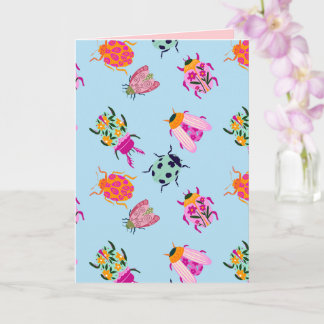 Cartão Besouros Coloridos de Jardim & Envelopes Florais B