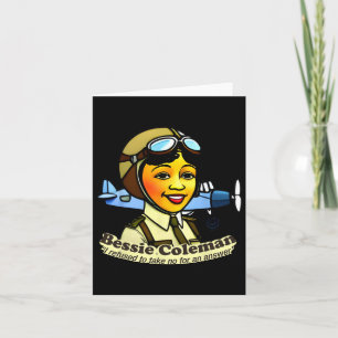 Cartão Bessie Coleman Com Avião Negro Histórico Mês