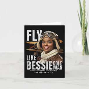 Cartão Bessie Quote Black Aviator Mulheres na História Mê