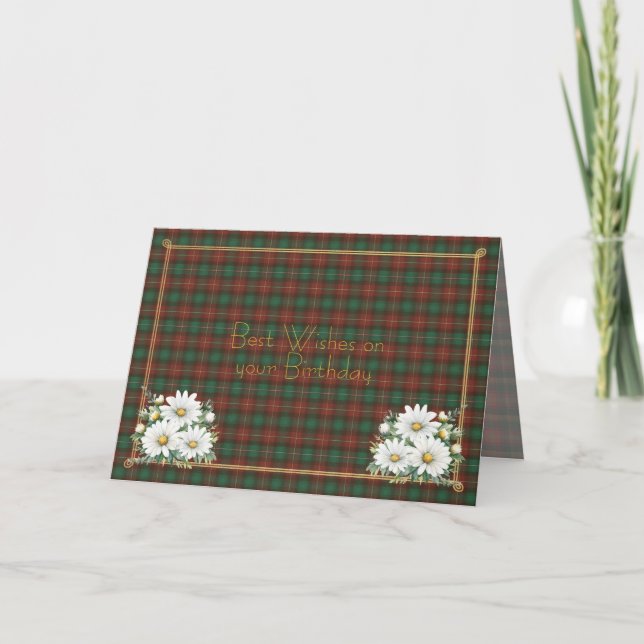 Cartão Best Birthday Wishes Prince Edward Island Tartan (Frente)