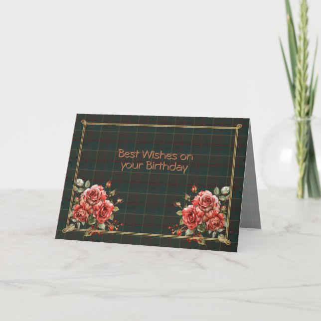 Cartão Best Birthday Wishes Province of Ontario Tartan (Frente)