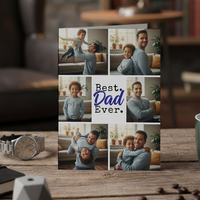 Cartão Best Dad Ever Photo Collage Birthday Father's Day (Criador carregado)