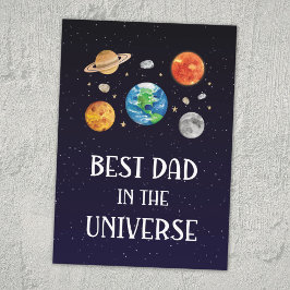 Cartão Best Dad in The Universe Quote Fathers Day Flat
