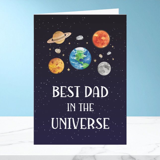 Cartão Best Dad in The Universe Quote Fathers Day Folded (Criador carregado)