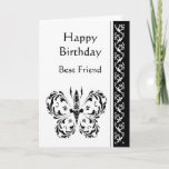 Cartão Best Friend Birthday Classic Black White Butterfly<br><div class="desc">Birthday Greeting for the Friend  with a Classic Black White Butterfly</div>