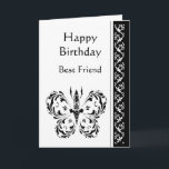 Cartão Best Friend Birthday Classic Black White Butterfly<br><div class="desc">Birthday Greeting for the Friend  with a Classic Black White Butterfly</div>