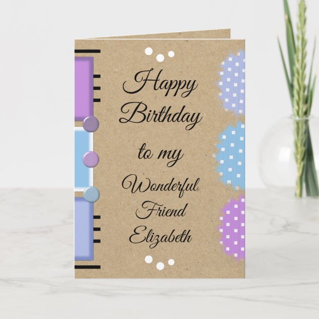 Cartão Best friend birthday rustic purple (Frente)
