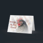 Cartão Best Friend Chicken Birthday Card<br><div class="desc">This birthday card features a cuckoo maran chicken and a wish to a best friend for all the happiness life can bring.</div>