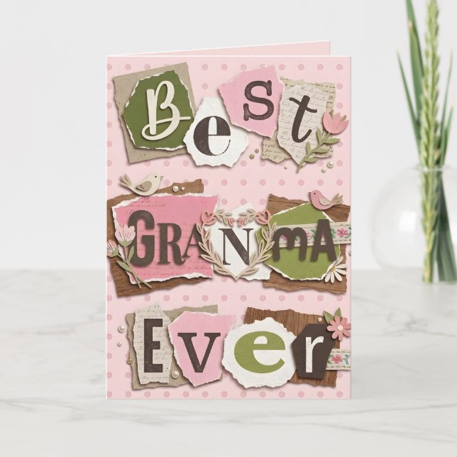 Cartão Best Grandma Ever Mother's Day Scrapbook Photo (Frente)