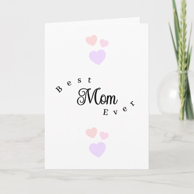 Cartão Best Mom Ever Modern Happy Mother's Day Hearts (Frente)