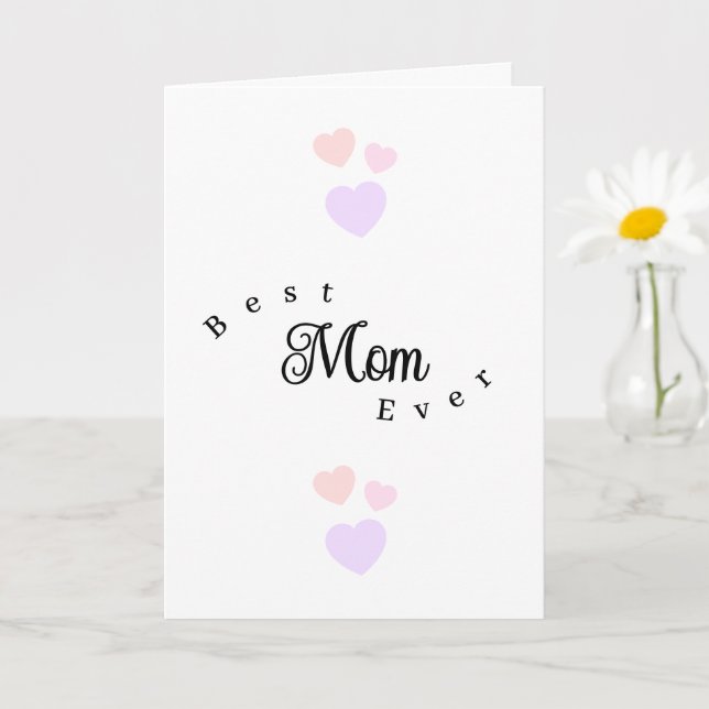 Cartão Best Mom Ever Modern Hearts Happy Birthday (Planta pequena)