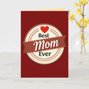 Cartão Best Mom Ever Retro Ribbon Emblem