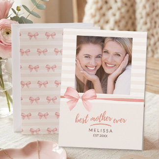 Cartão Best Mom Ever Soft Blush Cream Script Mother's Day