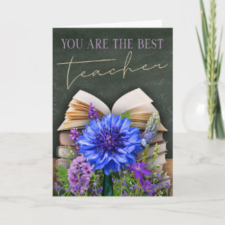 Cartão Best Teacher Chalkboard Floral Card