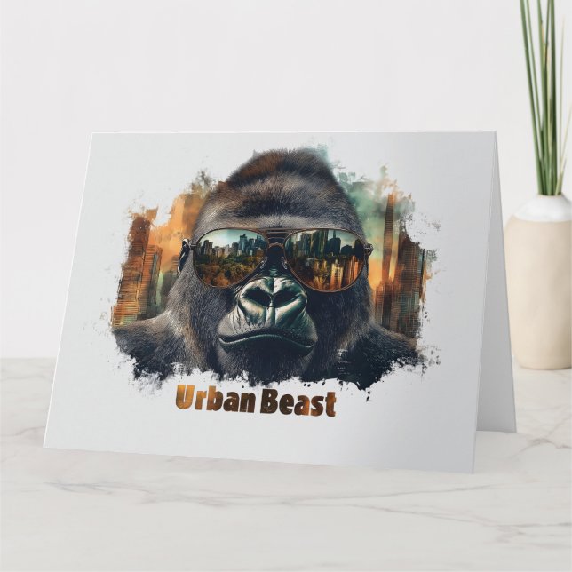 Cartão Besta Urbana Gorila com Óculos Solares (Frente)