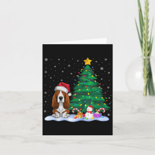 Cartão Bet Hound Dog Xmas Tree Lights Reindeer Hat Cristo