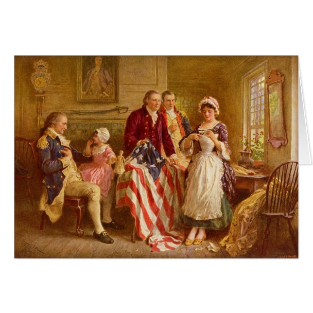 Cartão Betsy Ross 1777, por Jean Leon Gerome Ferris (Frente Horizontal)