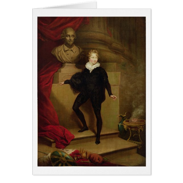 Cartão Betty mestra como Hamlet antes de um busto de (Frente)