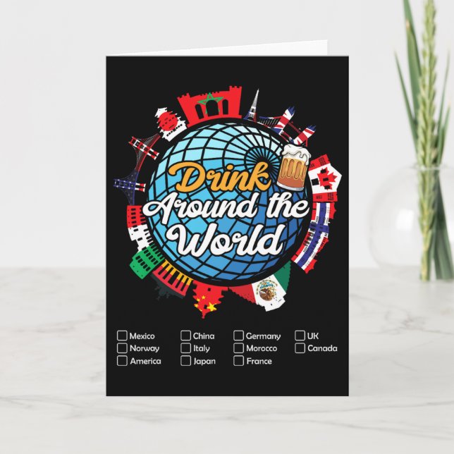 Cartão Beverage Drinks Beer Wine Mexico France Norway Adu (Frente)