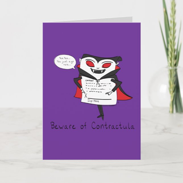 Cartão Beware of Contractula Vampire Greeting Card (Frente)
