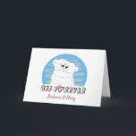Cartão BFF Birthday<br><div class="desc">Simple, cute, adorable, cartoon white polar bears hug , best girl friend's birthday greeting card with custom names at the bottom. Perfect sign of friendship for life.</div>