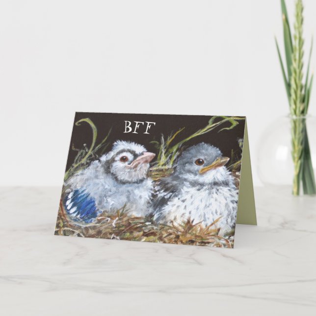Cartão BFF com bebê bluejay e bebezinho (Frente)
