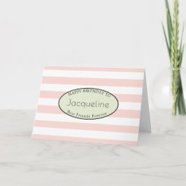 Cartão BFF Friend Birthday Pink Stripe Feminine Mint