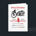 Cartão BFF Girlie Melhor Amigo Amigo Amado Bonito Natal<br><div class="desc">O "BFF Girlie Best Friend Mate Love Cute Christmas Card" é uma forma calorosa e afetuosa de expressar seu amor e celebrar sua amizade especial durante o feriado. É um cartão cheio de termos carinchosos que transmitem a proximidade do seu relacionamento. Quer você esteja personalizando isso com uma mensagem sincera...</div>