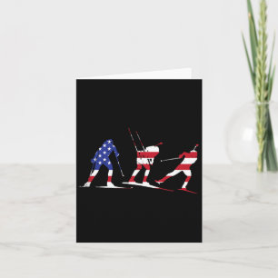 Cartão Biathlon Usa Flag Design Para Esportes De Inverno