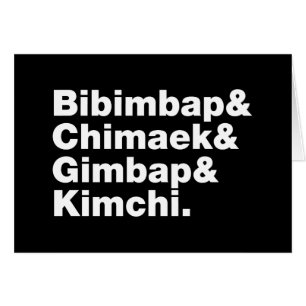 Cartão Bibimbap & Chimaek & Gimbap & Kimchi. Comidas core