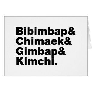 Cartão Bibimbap & Chimaek & Gimbap & Kimchi. Comidas core