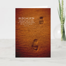 Cartão Bible Verse Footprints Sand Genesis 1:20