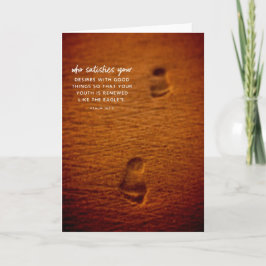 Cartão Bible Verse Footprints Sand Psalm 103:5