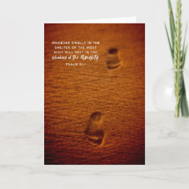 Cartão Bible Verse Footprints Sand Psalm 91:1