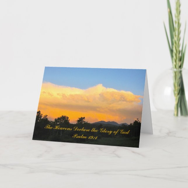 Cartão Bible Verse Psalm 19:1 Sunset Greeting Card (Frente)
