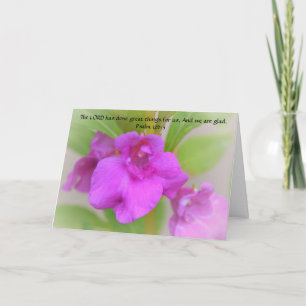 Cartão Bíblia de Flor Rosa-Fé Verso Pensando na Placa