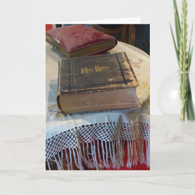 Cartão Bíblia familiar antiga, placa de saudação do Vazio (Frente)