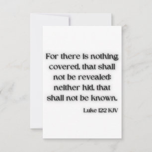 Cartão Bíblia Luke 12:2 KJV Verse Flat Greeting Card