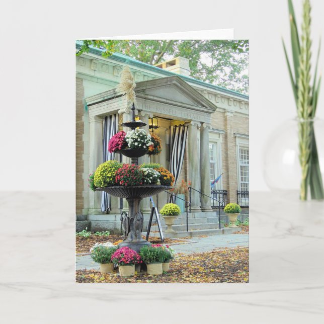 Cartão Biblioteca da Rua Russell no outono (Frente)