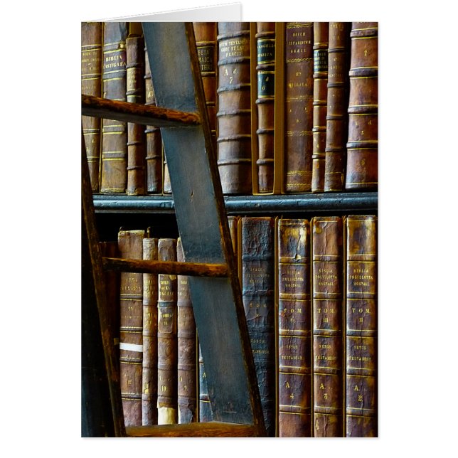 Cartão Biblioteca velha, livros velhos (Frente)