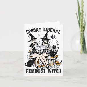 Cartão Bibliotecária do Halloween da Bruxa Liberal Femini
