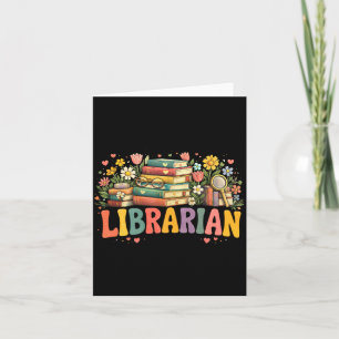 Cartão Bibliotecária Fofa Amante de Livros Lendo Floral