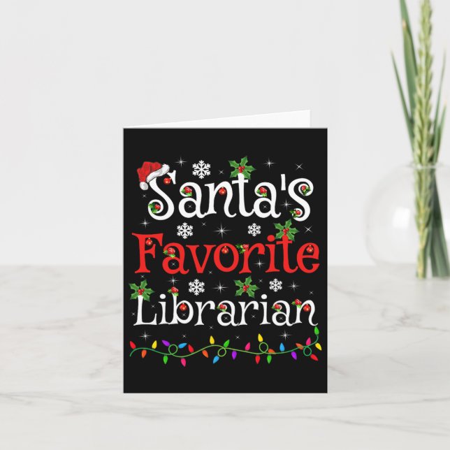 Cartão Bibliotecário Xmas Papais noeis Bibliotecários Fav (Frente)