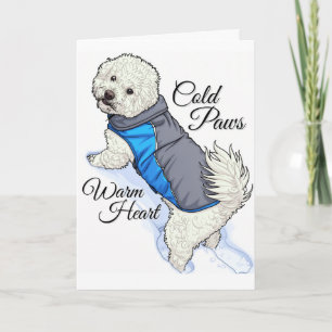 Cartão Bichon de Neve de Coração Quente