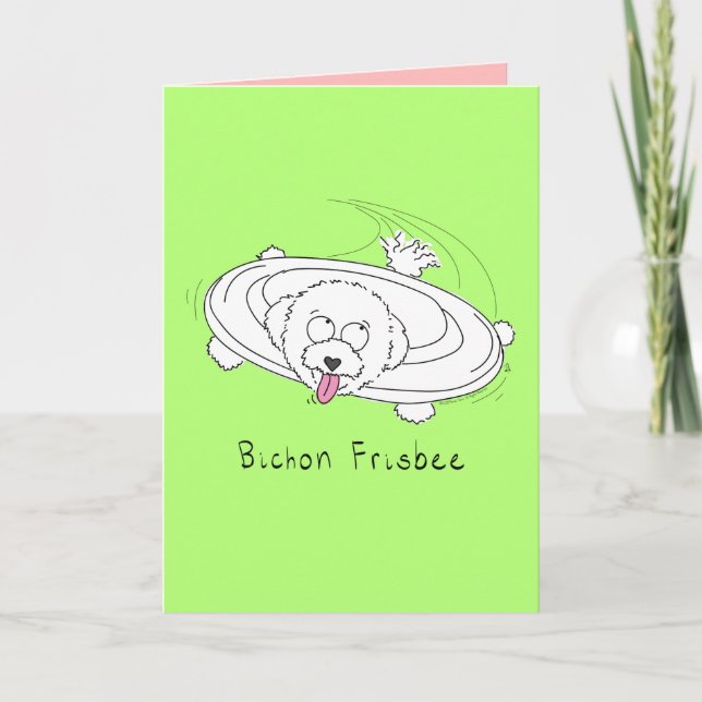 Cartão Bichon Frisbee - Funny Bichon Frise Dog Card (Frente)