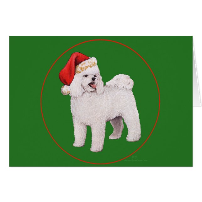 Cartão Bichon Frise Christmas (Frente Horizontal)