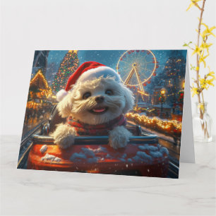 Cartão Bichon Frise Cog Roller Porta copos Natal