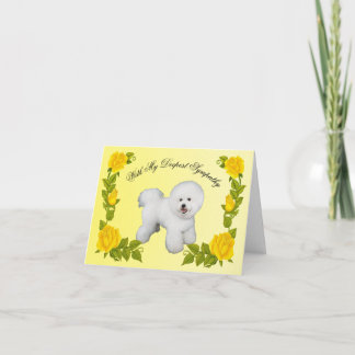 Cartão Bichon Frise com Rosas Amarelas, Simpatia, Pet Los
